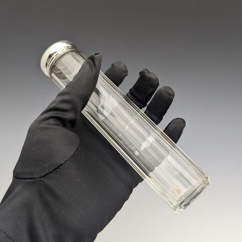 1927年 英国ヴィンテージ 長形ガラスボトル 純銀蓋 110g